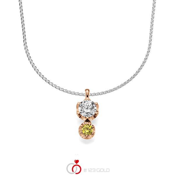Kette mit Anhänger in Rotgold 585 mit zus. 1,25 ct. Brillant tw, si von acredo - A-1604-5 Kette mit Anhänger in Rotgold 585 mit zus. 1,25 ct. Brillant tw, si von acredo - A-1604-5