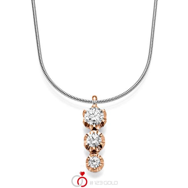 Kette mit Anhänger in Rotgold 585 mit zus. 1,75 ct. tw, si von acredo - A-1514-4 Kette mit Anhänger in Rotgold 585 mit zus. 1,75 ct. tw, si von acredo - A-1514-4