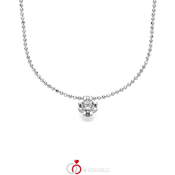 Kette mit Anhänger in Weissgold 585 mit 0,4 ct. Brillant tw, si von acredo - A-1566-1 Kette mit Anhänger in Weissgold 585 mit 0,4 ct. Brillant tw, si von acredo - A-1566-1