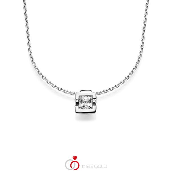 Kette mit Anhänger in Weißgold 585 mit 0,5 ct. Prinzess-Diamant tw, vs von acredo - A-1567-1 Kette mit Anhänger in Weißgold 585 mit 0,5 ct. Prinzess-Diamant tw, vs von acredo - A-1567-1