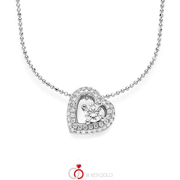 Kette mit Anhänger in Weissgold 585 mit 0,5 ct. + zus. 0,386 ct. Brillant tw, si von acredo - A-1545-1 Kette mit Anhänger in Weissgold 585 mit 0,5 ct. + zus. 0,386 ct. Brillant tw, si von acredo - A-1545-1