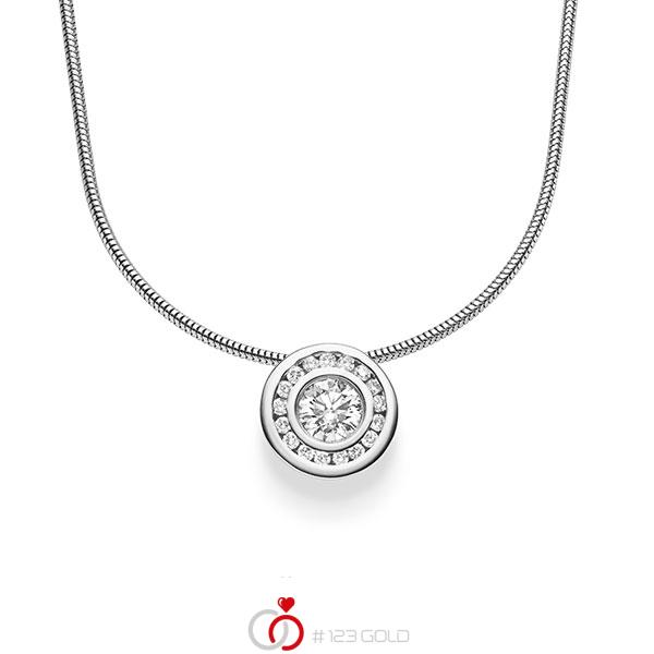 Kette mit Anhänger in Weissgold 585 mit 0,7 ct. + zus. 0,255 ct. Brillant tw, si von acredo - A-1547-1 Kette mit Anhänger in Weissgold 585 mit 0,7 ct. + zus. 0,255 ct. Brillant tw, si von acredo - A-1547-1