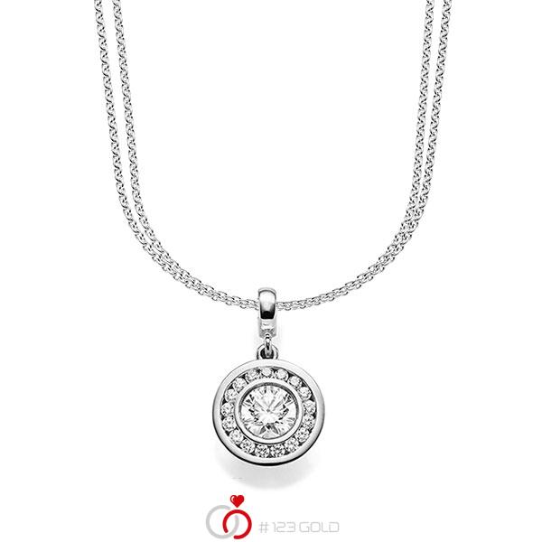 Kette mit Anhänger in Weissgold 585 mit 0,7 ct. + zus. 0,255 ct. Brillant tw, si von acredo - A-1608-1 Kette mit Anhänger in Weissgold 585 mit 0,7 ct. + zus. 0,255 ct. Brillant tw, si von acredo - A-1608-1