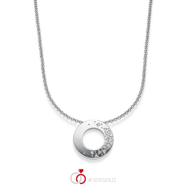 Kette mit Anhänger in Weißgold 585 mit zus. 0,085 ct. tw, si von acredo - A-1834-3 Kette mit Anhänger in Weißgold 585 mit zus. 0,085 ct. tw, si von acredo - A-1834-3