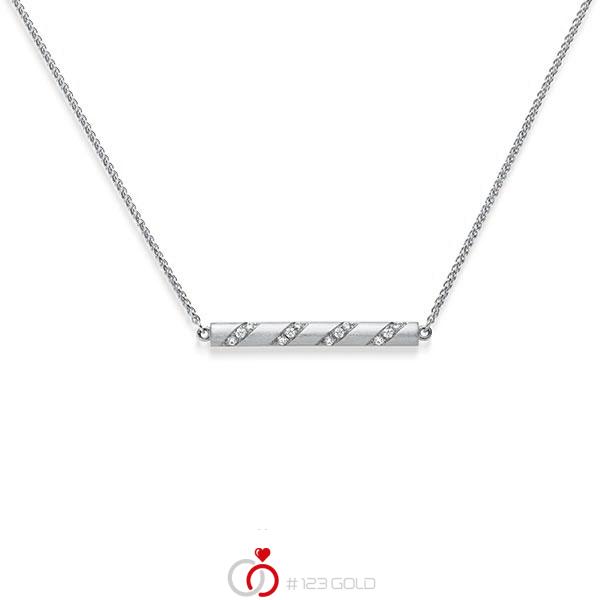Kette mit Anhänger in Weißgold 585 mit zus. 0,192 ct. tw, si von acredo - A-1828-3 Kette mit Anhänger in Weißgold 585 mit zus. 0,192 ct. tw, si von acredo - A-1828-3