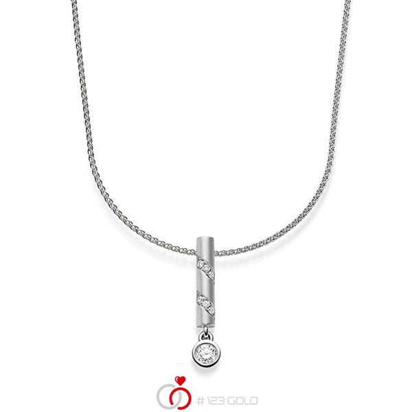 Kette mit Anhänger in Weißgold 585 mit zus. 0,198 ct. Brillant tw, si von acredo - A-1829-3 Kette mit Anhänger in Weißgold 585 mit zus. 0,198 ct. Brillant tw, si von acredo - A-1829-3