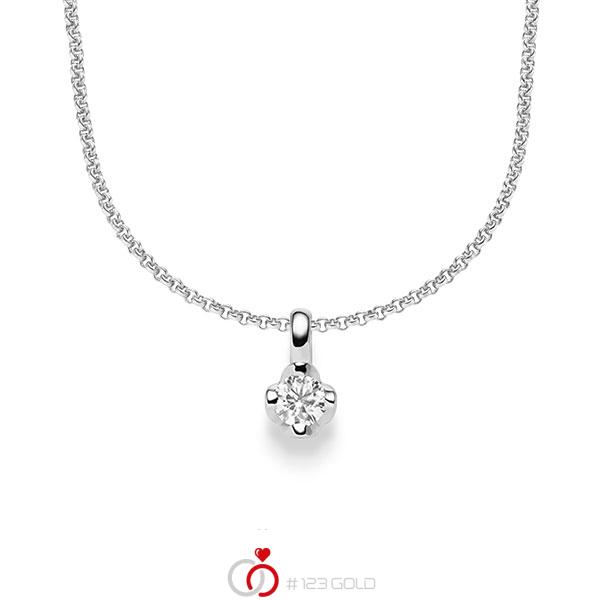 Kette mit Anhänger in Weißgold 585 mit zus. 0,25 ct. Brillant tw, si von acredo - A-1644-2 Kette mit Anhänger in Weißgold 585 mit zus. 0,25 ct. Brillant tw, si von acredo - A-1644-2