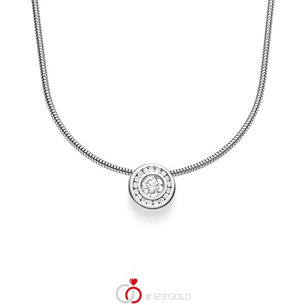 Kette mit Anhänger in Weißgold 585 mit zus. 0,345 ct. Brillant tw, si von acredo - A-1547-3 Kette mit Anhänger in Weißgold 585 mit zus. 0,345 ct. Brillant tw, si von acredo - A-1547-3