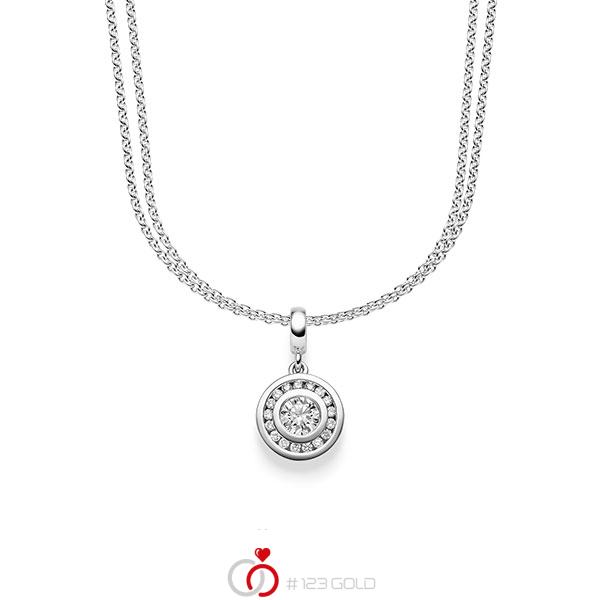 Kette mit Anhänger in Weißgold 585 mit zus. 0,505 ct. Brillant tw, si von acredo - A-1608-3 Kette mit Anhänger in Weißgold 585 mit zus. 0,505 ct. Brillant tw, si von acredo - A-1608-3