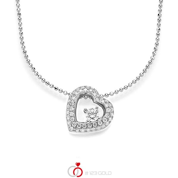 Kette mit Anhänger in Weißgold 585 mit zus. 0,586 ct. Brillant tw, si von acredo - A-1545-3 Kette mit Anhänger in Weißgold 585 mit zus. 0,586 ct. Brillant tw, si von acredo - A-1545-3
