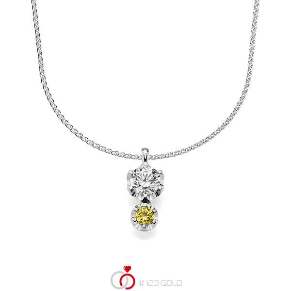 Kette mit Anhänger in Weißgold 585 mit zus. 1,25 ct. Brillant tw, si von acredo - A-1604-2 Kette mit Anhänger in Weißgold 585 mit zus. 1,25 ct. Brillant tw, si von acredo - A-1604-2
