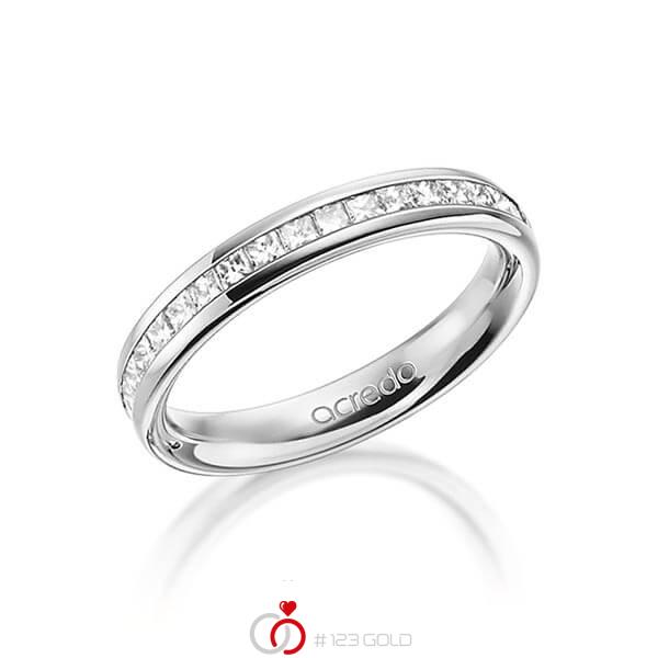 klassieke Memoire-trouwring in buiten grijsgoud 14 kt. , binnen grijsgoud 14 kt. half gezet met in totaal 0,54 ct. Princess-Diamant tw/si van acredo - A-1554-8 klassieke Memoire-trouwring in buiten grijsgoud 14 kt. , binnen grijsgoud 14 kt. half gezet met in totaal 0,54 ct. Princess-Diamant tw/si van acredo - A-1554-8