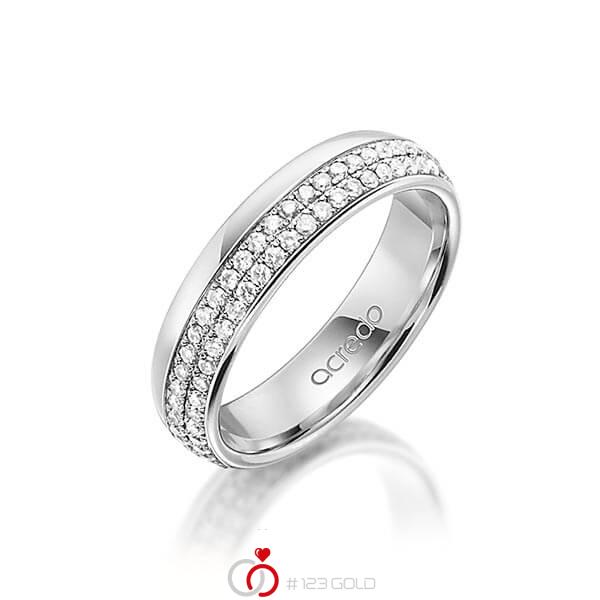 klassieke Memoire-trouwring in buiten grijsgoud 14 kt. , binnen grijsgoud 14 kt. volledig gezet met in totaal 0,752 ct. Briljant tw/si van acredo - A-1560-8 klassieke Memoire-trouwring in buiten grijsgoud 14 kt. , binnen grijsgoud 14 kt. volledig gezet met in totaal 0,752 ct. Briljant tw/si van acredo - A-1560-8