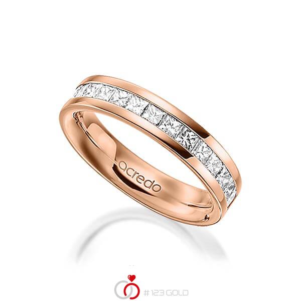 klassieke Memoire-trouwring in buiten roodgoud 14 kt. , binnen roodgoud 14 kt. half gezet met in totaal 0,98 ct. Princess-Diamant tw/si van acredo - A-1556-5 klassieke Memoire-trouwring in buiten roodgoud 14 kt. , binnen roodgoud 14 kt. half gezet met in totaal 0,98 ct. Princess-Diamant tw/si van acredo - A-1556-5