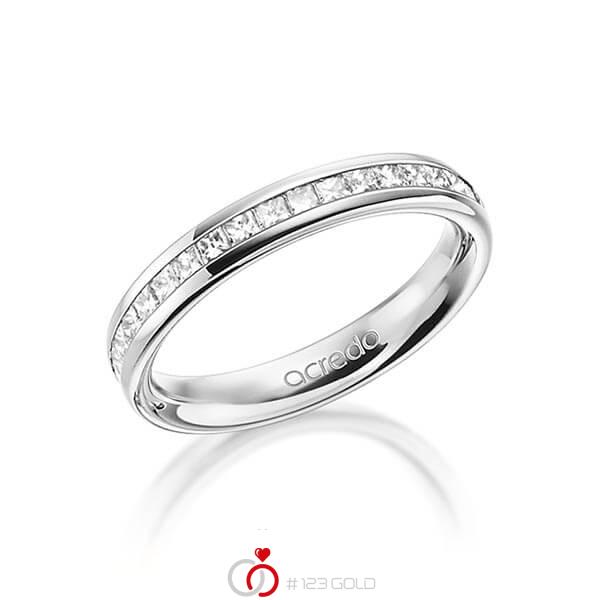 klassieke Memoire-trouwring in buiten witgoud 14 kt. , binnen witgoud 14 kt. half gezet met in totaal 0,54 ct. Princess-Diamant tw/si van acredo - A-1554-3 klassieke Memoire-trouwring in buiten witgoud 14 kt. , binnen witgoud 14 kt. half gezet met in totaal 0,54 ct. Princess-Diamant tw/si van acredo - A-1554-3