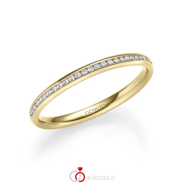klassieke Memoire-trouwring in geelgoud 14 kt. half gezet met in totaal 0,135 ct. Briljant tw/si van acredo - A-2220-2 klassieke Memoire-trouwring in geelgoud 14 kt. half gezet met in totaal 0,135 ct. Briljant tw/si van acredo - A-2220-2