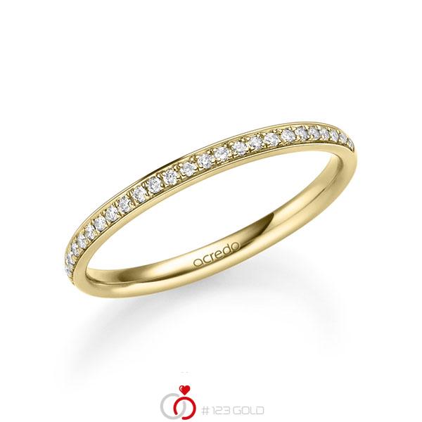 klassieke Memoire-trouwring in geelgoud 14 kt. half gezet met in totaal 0,13 ct. Briljant tw/si van acredo - A-2221-2 klassieke Memoire-trouwring in geelgoud 14 kt. half gezet met in totaal 0,13 ct. Briljant tw/si van acredo - A-2221-2