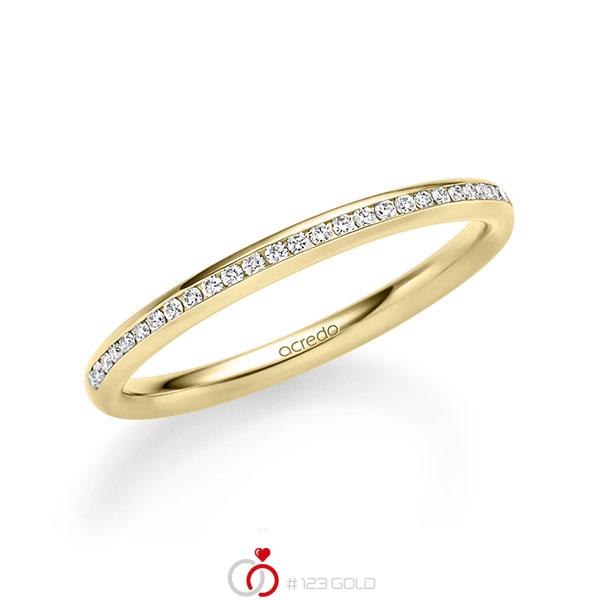 klassieke Memoire-trouwring in geelgoud 14 kt. half gezet met in totaal 0,14 ct. Briljant tw/si van acredo - A-1719-2 klassieke Memoire-trouwring in geelgoud 14 kt. half gezet met in totaal 0,14 ct. Briljant tw/si van acredo - A-1719-2