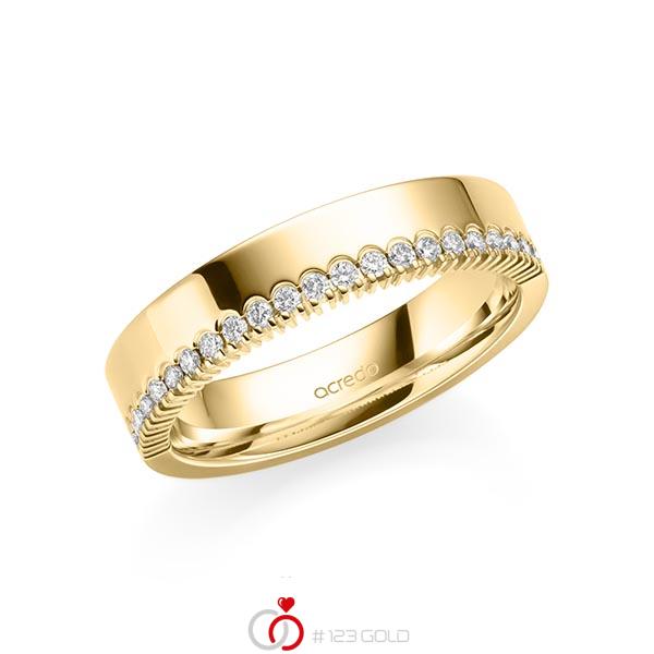 klassieke Memoire-trouwring in geelgoud 14 kt. half gezet met in totaal 0,21 ct. tw/si van acredo - A-2108-7 klassieke Memoire-trouwring in geelgoud 14 kt. half gezet met in totaal 0,21 ct. tw/si van acredo - A-2108-7
