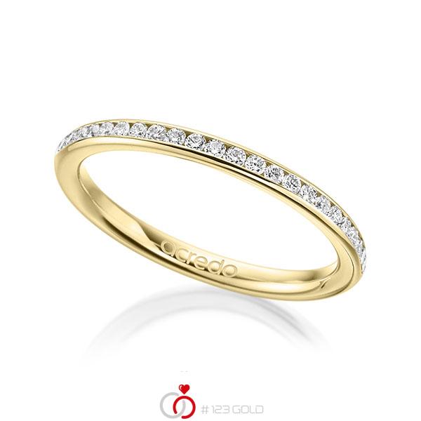klassieke Memoire-trouwring in geelgoud 14 kt. half gezet met in totaal 0,23 ct. Briljant tw/si van acredo - A-1658-1 klassieke Memoire-trouwring in geelgoud 14 kt. half gezet met in totaal 0,23 ct. Briljant tw/si van acredo - A-1658-1