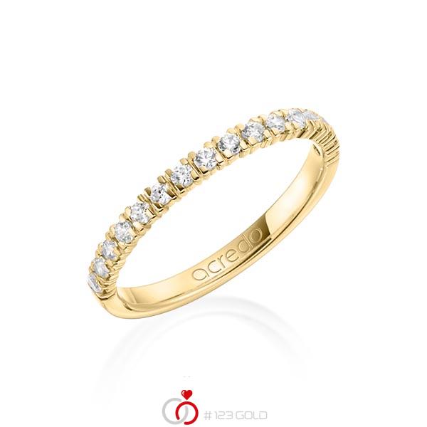 klassieke Memoire-trouwring in geelgoud 14 kt. half gezet met in totaal 0,32 ct. Briljant tw/si van acredo - A-1264-2 klassieke Memoire-trouwring in geelgoud 14 kt. half gezet met in totaal 0,32 ct. Briljant tw/si van acredo - A-1264-2