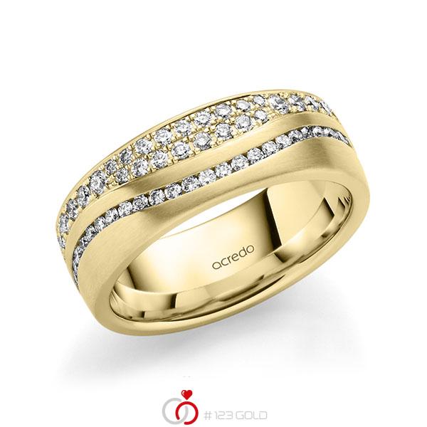 Klassieke Memoire-trouwring in geelgoud 14 kt. volledig gezet met in totaal 1,085 ct. Briljant tw/si van acredo - A-1713-9 Klassieke Memoire-trouwring in geelgoud 14 kt. volledig gezet met in totaal 1,085 ct. Briljant tw/si van acredo - A-1713-9