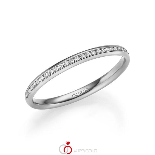 klassieke Memoire-trouwring in grijsgoud 14 kt. half gezet met in totaal 0,135 ct. Briljant tw/si van acredo - A-2220-5 klassieke Memoire-trouwring in grijsgoud 14 kt. half gezet met in totaal 0,135 ct. Briljant tw/si van acredo - A-2220-5