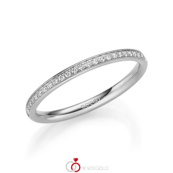 klassieke Memoire-trouwring in grijsgoud 14 kt. half gezet met in totaal 0,135 ct. Briljant tw/si van acredo - A-2223-5 klassieke Memoire-trouwring in grijsgoud 14 kt. half gezet met in totaal 0,135 ct. Briljant tw/si van acredo - A-2223-5