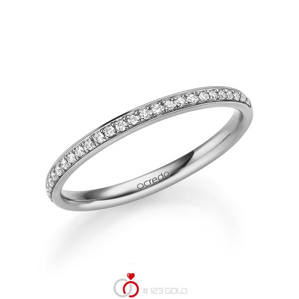 klassieke Memoire-trouwring in grijsgoud 14 kt. half gezet met in totaal 0,13 ct. Briljant tw/si van acredo - A-2221-5 klassieke Memoire-trouwring in grijsgoud 14 kt. half gezet met in totaal 0,13 ct. Briljant tw/si van acredo - A-2221-5