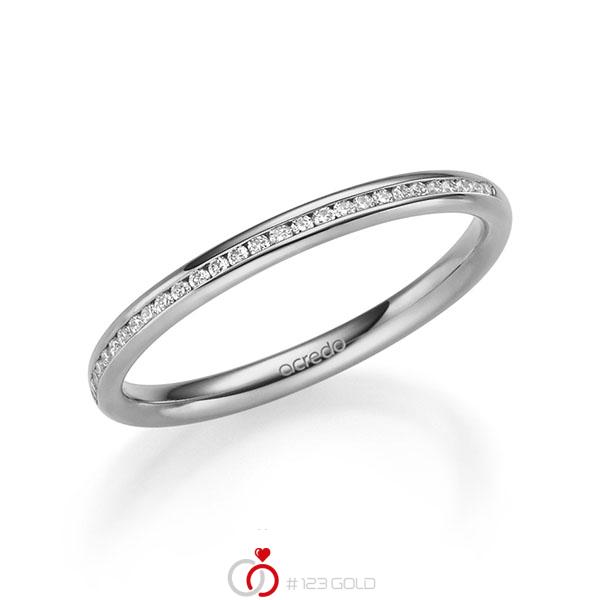 klassieke Memoire-trouwring in grijsgoud 14 kt. half gezet met in totaal 0,14 ct. Briljant tw/si van acredo - A-2222-5 klassieke Memoire-trouwring in grijsgoud 14 kt. half gezet met in totaal 0,14 ct. Briljant tw/si van acredo - A-2222-5