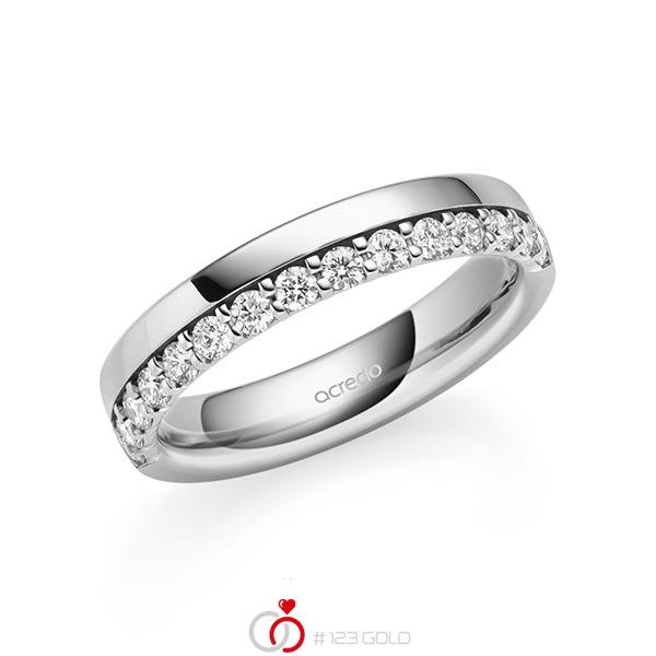 klassieke Memoire-trouwring in grijsgoud 14 kt. half gezet met in totaal 0,42 ct. tw/si van acredo - A-2111-10 klassieke Memoire-trouwring in grijsgoud 14 kt. half gezet met in totaal 0,42 ct. tw/si van acredo - A-2111-10