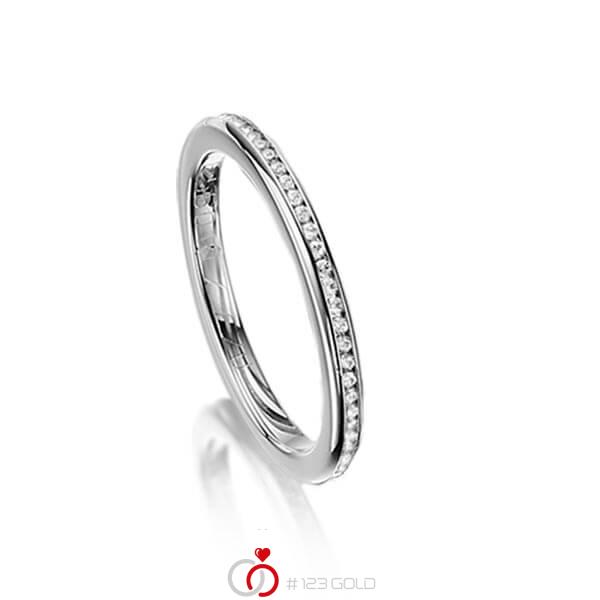klassieke Memoire-trouwring in grijsgoud 14 kt. volledig gezet met in totaal 0,295 ct. Briljant tw/si van acredo - A-1115-5 klassieke Memoire-trouwring in grijsgoud 14 kt. volledig gezet met in totaal 0,295 ct. Briljant tw/si van acredo - A-1115-5