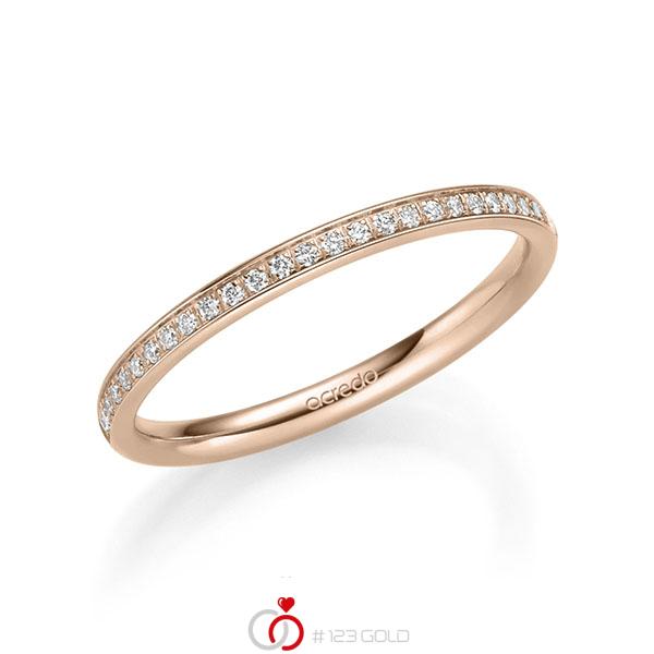 klassieke Memoire-trouwring in roodgoud 14 kt. half gezet met in totaal 0,135 ct. Briljant tw/si van acredo - A-2223-4 klassieke Memoire-trouwring in roodgoud 14 kt. half gezet met in totaal 0,135 ct. Briljant tw/si van acredo - A-2223-4