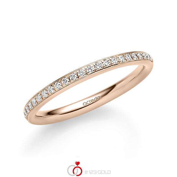 klassieke Memoire-trouwring in roodgoud 14 kt. half gezet met in totaal 0,184 ct. Briljant tw/si van acredo - A-1724-4 klassieke Memoire-trouwring in roodgoud 14 kt. half gezet met in totaal 0,184 ct. Briljant tw/si van acredo - A-1724-4