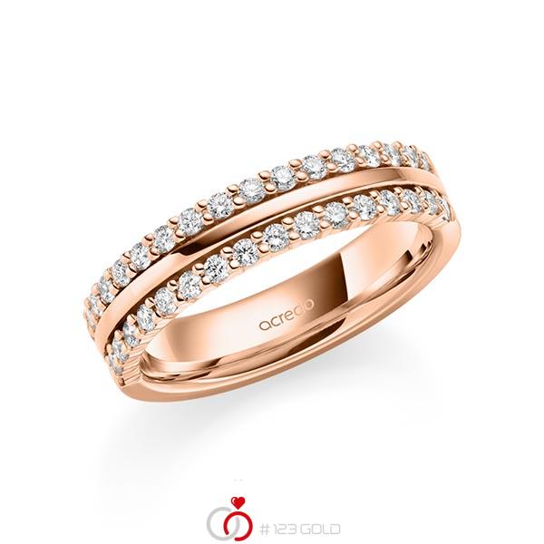 klassieke Memoire-trouwring in roodgoud 14 kt. half gezet met in totaal 0,51 ct. tw/si van acredo - A-2110-7 klassieke Memoire-trouwring in roodgoud 14 kt. half gezet met in totaal 0,51 ct. tw/si van acredo - A-2110-7