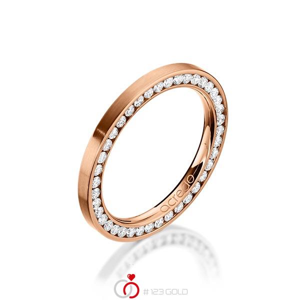 klassieke Memoire-trouwring in roodgoud 18 kt. volledig gezet met in totaal 0,57 ct. Briljant tw/si van acredo - A-1175-9 klassieke Memoire-trouwring in roodgoud 18 kt. volledig gezet met in totaal 0,57 ct. Briljant tw/si van acredo - A-1175-9
