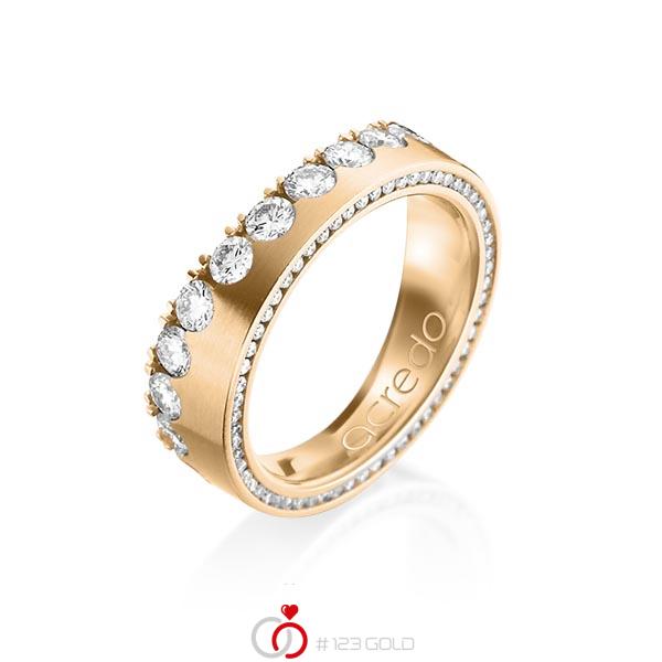 klassieke Memoire-trouwring in roségoud 18 kt. half gezet met in totaal 1,38 ct. Briljant tw/si van acredo - A-1198-14 klassieke Memoire-trouwring in roségoud 18 kt. half gezet met in totaal 1,38 ct. Briljant tw/si van acredo - A-1198-14