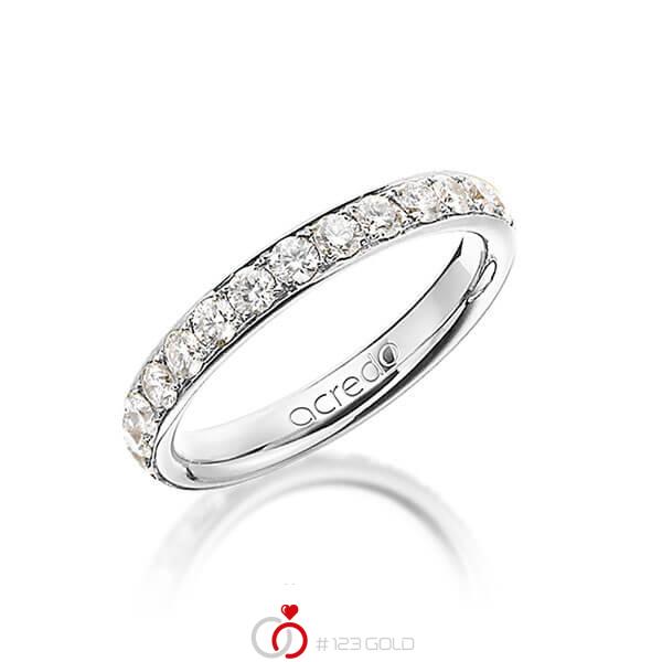 klassieke Memoire-trouwring in witgoud 14 kt. volledig gezet met in totaal 1,35 ct. Briljant r,if van acredo - A-1255-5 klassieke Memoire-trouwring in witgoud 14 kt. volledig gezet met in totaal 1,35 ct. Briljant r,if van acredo - A-1255-5