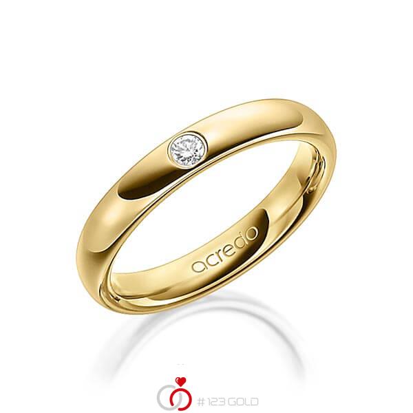 klassieke trouwring in buiten geelgoud 14 kt. , binnen geelgoud 14 kt. met in totaal 0,06 ct. Briljant tw/si van acredo - A-1476-6 klassieke trouwring in buiten geelgoud 14 kt. , binnen geelgoud 14 kt. met in totaal 0,06 ct. Briljant tw/si van acredo - A-1476-6