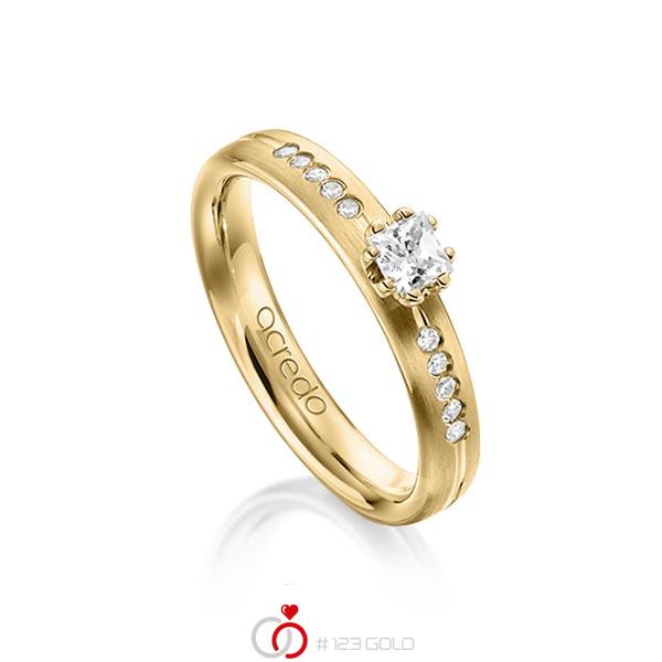 Klassieke trouwring in geelgoud 14 kt. met in totaal 0,33 ct. Princess-Diamant & Briljant tw/si van acredo - A-1280-2 Klassieke trouwring in geelgoud 14 kt. met in totaal 0,33 ct. Princess-Diamant & Briljant tw/si van acredo - A-1280-2