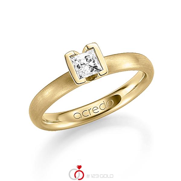klassieke trouwring in geelgoud 18 kt. met 0,4 ct. Princess-Diamant tw,vs van acredo - A-1212-10 klassieke trouwring in geelgoud 18 kt. met 0,4 ct. Princess-Diamant tw,vs van acredo - A-1212-10