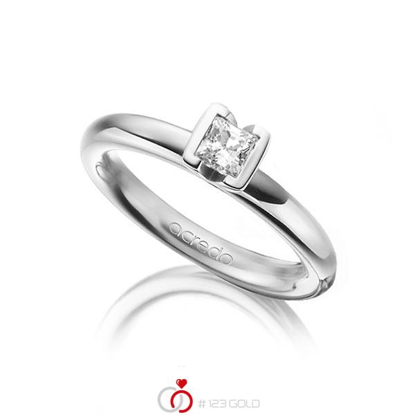 klassieke trouwring in grijsgoud 14 kt. met 0,4 ct. Princess-Diamant tw,vs van acredo - A-1298-5 klassieke trouwring in grijsgoud 14 kt. met 0,4 ct. Princess-Diamant tw,vs van acredo - A-1298-5