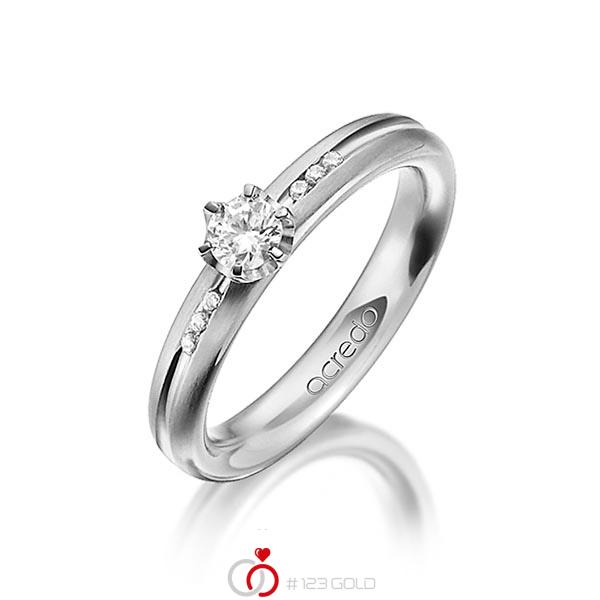 Klassieke trouwring in grijsgoud 14 kt. met in totaal 0,298 ct. Briljanten & Briljant tw/si van acredo - A-1193-11 Klassieke trouwring in grijsgoud 14 kt. met in totaal 0,298 ct. Briljanten & Briljant tw/si van acredo - A-1193-11