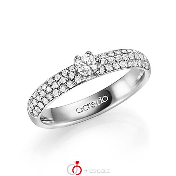 klassieke trouwring in grijsgoud 14 kt. met in totaal 0,582 ct. Briljanten & Briljant tw,vs tw/si van acredo - A-1328-3 klassieke trouwring in grijsgoud 14 kt. met in totaal 0,582 ct. Briljanten & Briljant tw,vs tw/si van acredo - A-1328-3