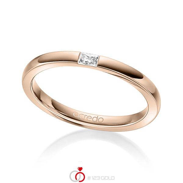 klassieke trouwring in roodgoud 14 kt. met in totaal 0,07 ct. Baguette-Diamant tw,vs van acredo - A-1304-1 klassieke trouwring in roodgoud 14 kt. met in totaal 0,07 ct. Baguette-Diamant tw,vs van acredo - A-1304-1