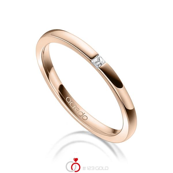 klassieke trouwring in roodgoud 18 kt. met in totaal 0,03 ct. Princess-Diamant tw/si van acredo - A-1303-10 klassieke trouwring in roodgoud 18 kt. met in totaal 0,03 ct. Princess-Diamant tw/si van acredo - A-1303-10