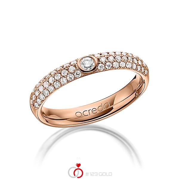 klassieke trouwring in roodgoud 18 kt. met in totaal 0,492 ct. Briljant tw/si van acredo - A-1240-14 klassieke trouwring in roodgoud 18 kt. met in totaal 0,492 ct. Briljant tw/si van acredo - A-1240-14