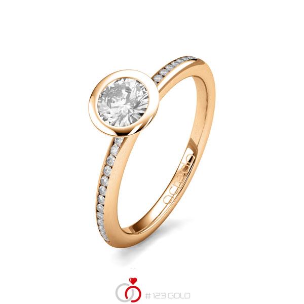 klassieke trouwring in roségoud 14 kt. met 0,5 ct. + in totaal 0,13 ct. Briljant & Briljanten tw/si van acredo - A-1654-28 klassieke trouwring in roségoud 14 kt. met 0,5 ct. + in totaal 0,13 ct. Briljant & Briljanten tw/si van acredo - A-1654-28