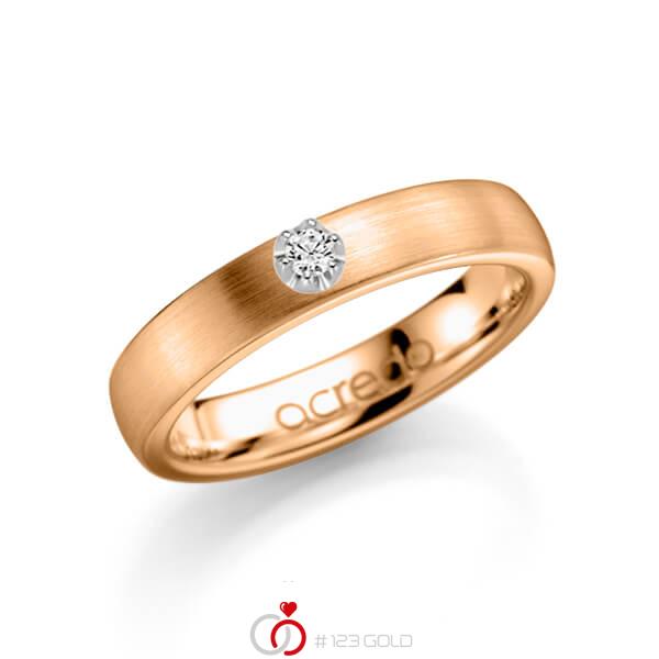 klassieke trouwring in roségoud 14 kt. met in totaal 0,1 ct. Briljanten tw/si van acredo - A-1135-5 klassieke trouwring in roségoud 14 kt. met in totaal 0,1 ct. Briljanten tw/si van acredo - A-1135-5