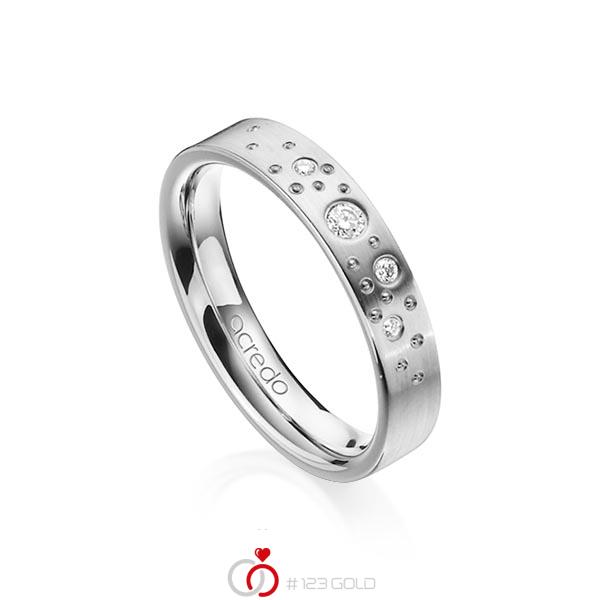 klassieke trouwring in witgoud 14 kt. met in totaal 0,081 ct. Briljant tw/si van acredo - A-1239-10 klassieke trouwring in witgoud 14 kt. met in totaal 0,081 ct. Briljant tw/si van acredo - A-1239-10